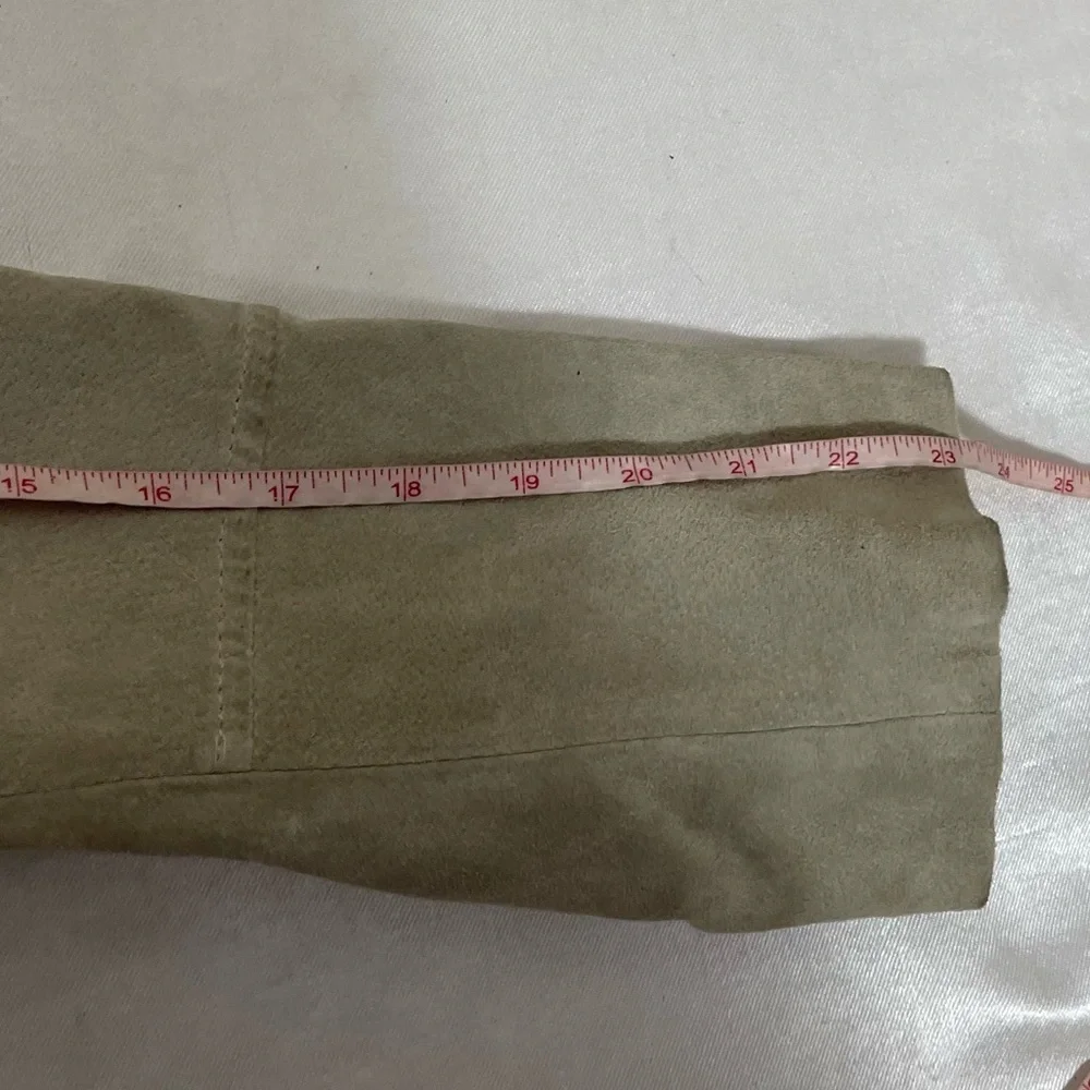 Iman suede 100% leather jacket grey zip up L womens trendy - Picture 10 of 11